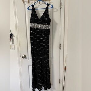 My Michelle Black and Silver Sequin Prom Dress